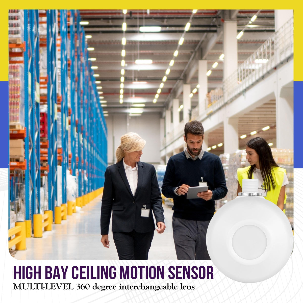 ENERLITES High Bay 360 Degree Ceiling Occupancy Motion Sensor, White, 8Pack