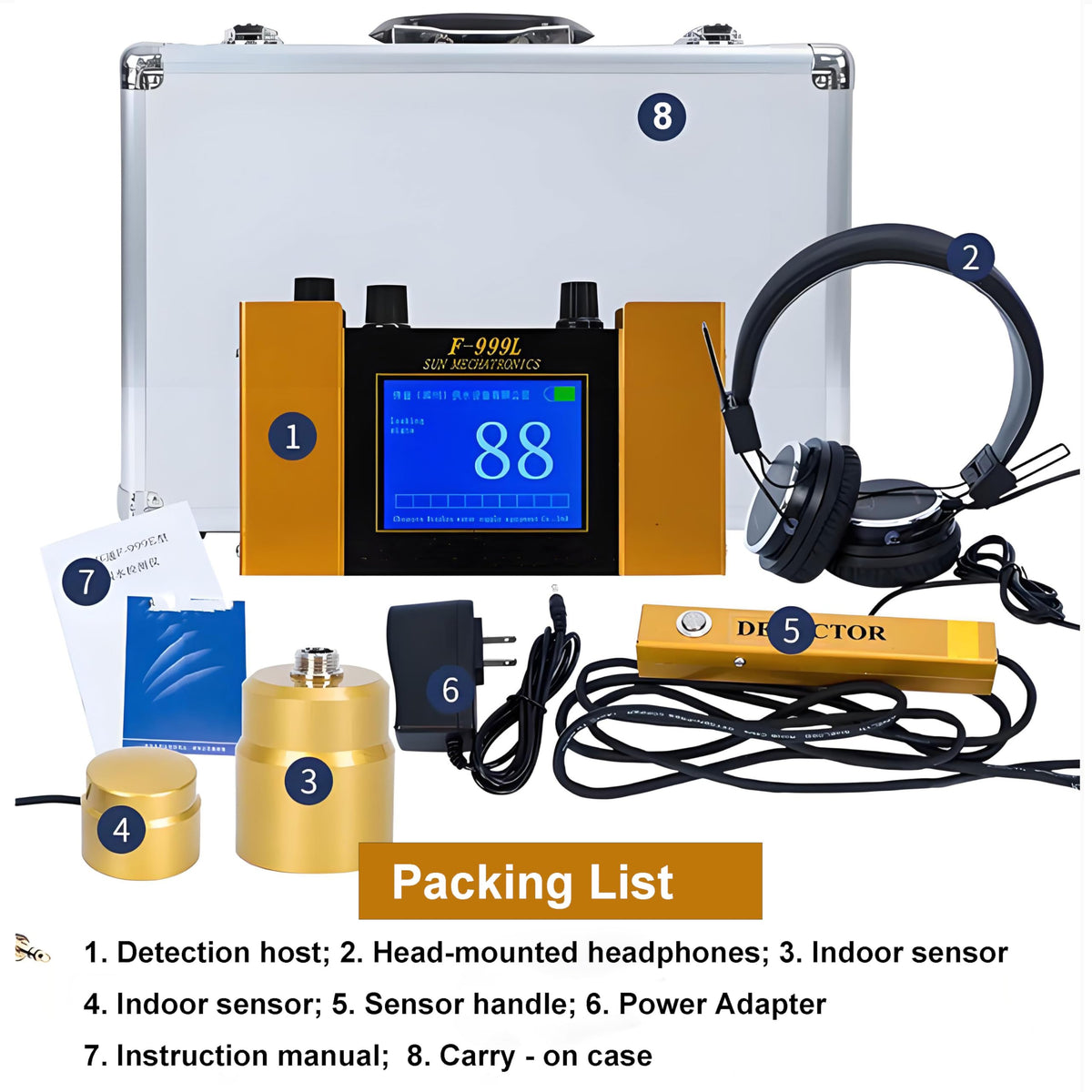 Water Leak Detector Underground – Professional Digital Leak Detection Device with Noise-Canceling Headphones, Adjustable Sensitivity, Ground Sensor & Probe for Home Plumbing, HVAC, Fire Pipes