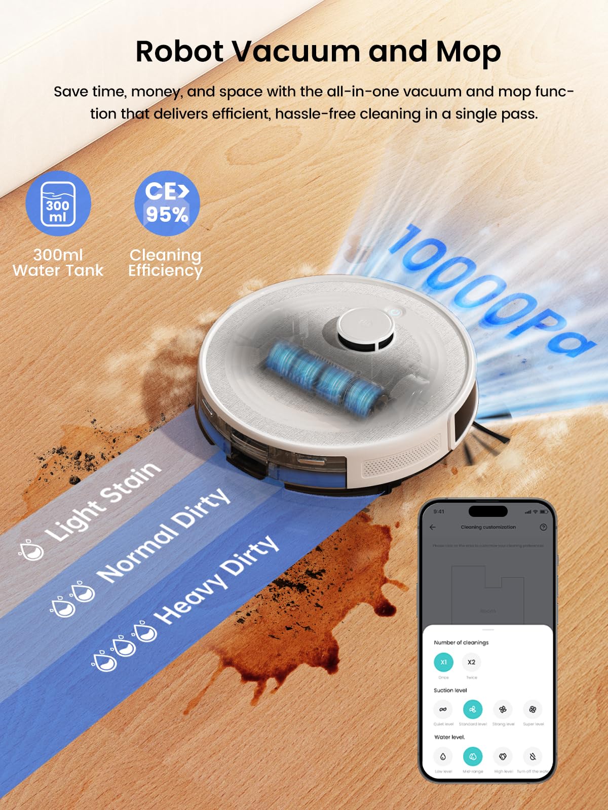 Lefant Robot Vacuum and Mop,10000Pa, 240Min, Self-Emptying，M2S Pro