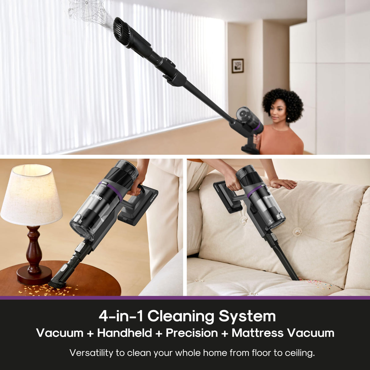 Eureka ReactiSense 350W Anti-Tangle Cordless Stick Vacuum, NEC440BK