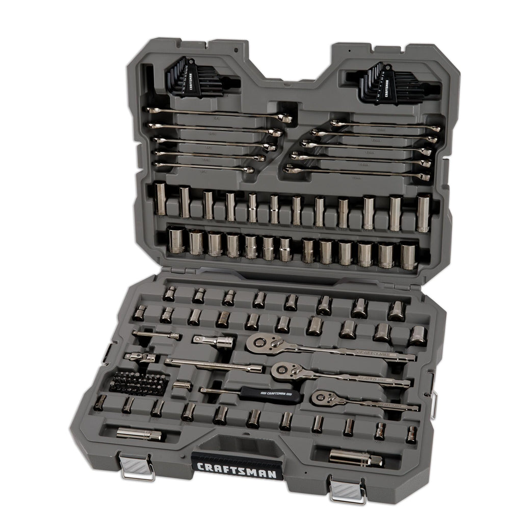 CRAFTSMAN OVERDRIVE 121-Piece Gunmetal Chrome Mechanics Tool Set, Standard SAE/Metric Socket Set, with Hard Case (CMMT99121L)