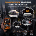 FOXWELL HD301 Heavy Duty Truck Scanner, Full System Diesel Scan Tool with 6/9/16 Pin, 2 in 1 Code Reader for Trucks & Car Engine, Diesel Diagnostic Tool for Cummins, Paccar, Caterpillar