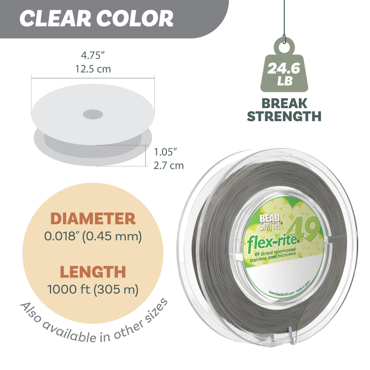 The Beadsmith Flex-Rite Beading Wire, Nylon-Coated Stainless-Steel Wire