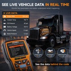 FOXWELL HD301 Heavy Duty Truck Scanner, Full System Diesel Scan Tool with 6/9/16 Pin, 2 in 1 Code Reader for Trucks & Car Engine, Diesel Diagnostic Tool for Cummins, Paccar, Caterpillar