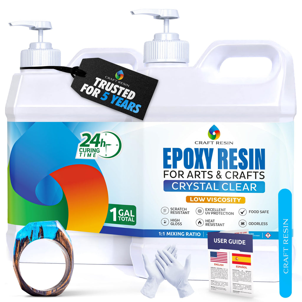 Craft Resin Crystal Clear Epoxy Resin Kit, Low Odor, UV Resistant, 2 Gallon