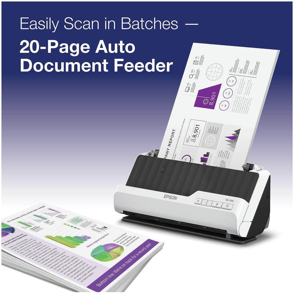 Epson DS-C330 Compact Desktop Document Scanner 20-Page Auto Feeder