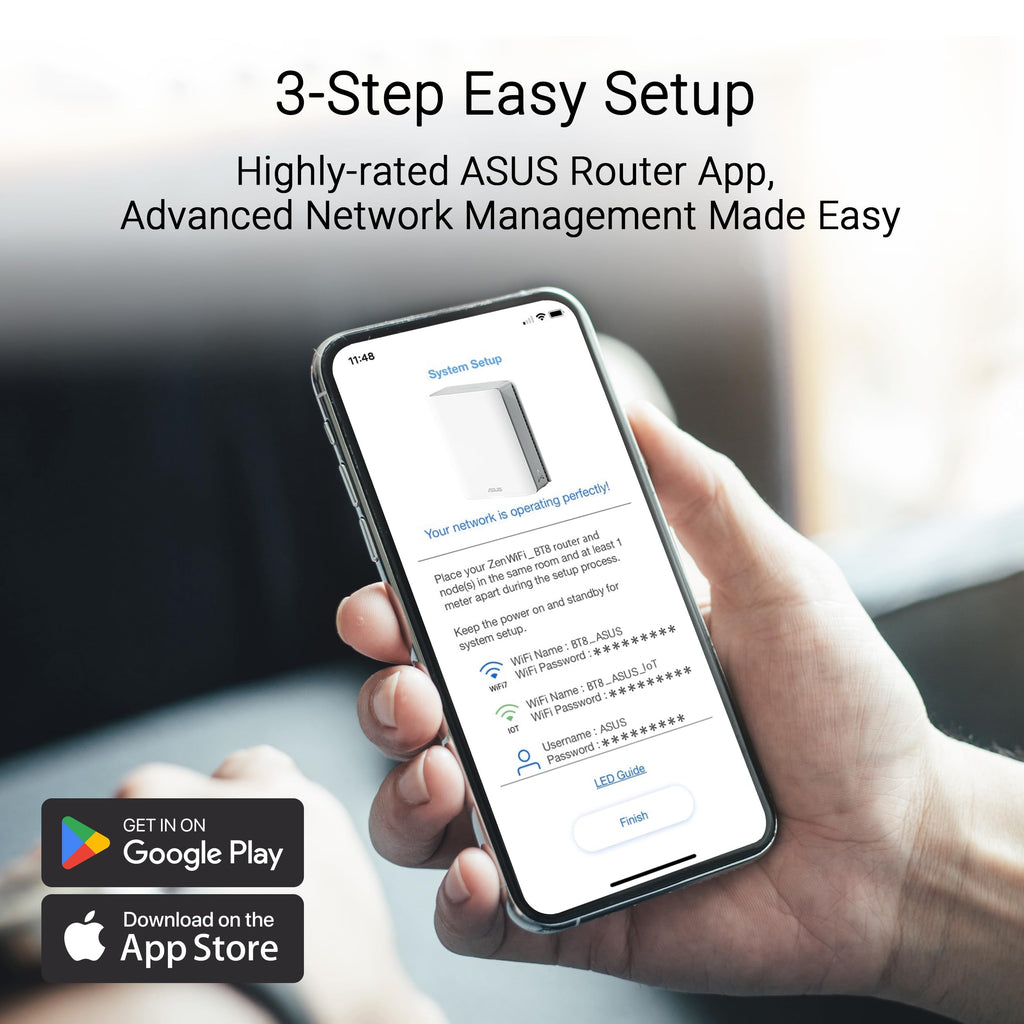 ASUS ZenWiFi BT8 Tri-Band WiFi 7 (802.11be) Smart AiMesh Extendable Router