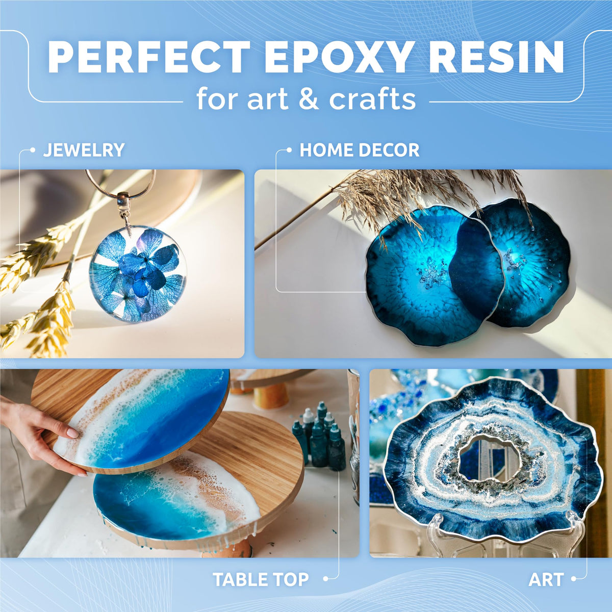 Craft Resin Crystal Clear Epoxy Resin Kit, Low Odor, UV Resistant, 2 Gallon