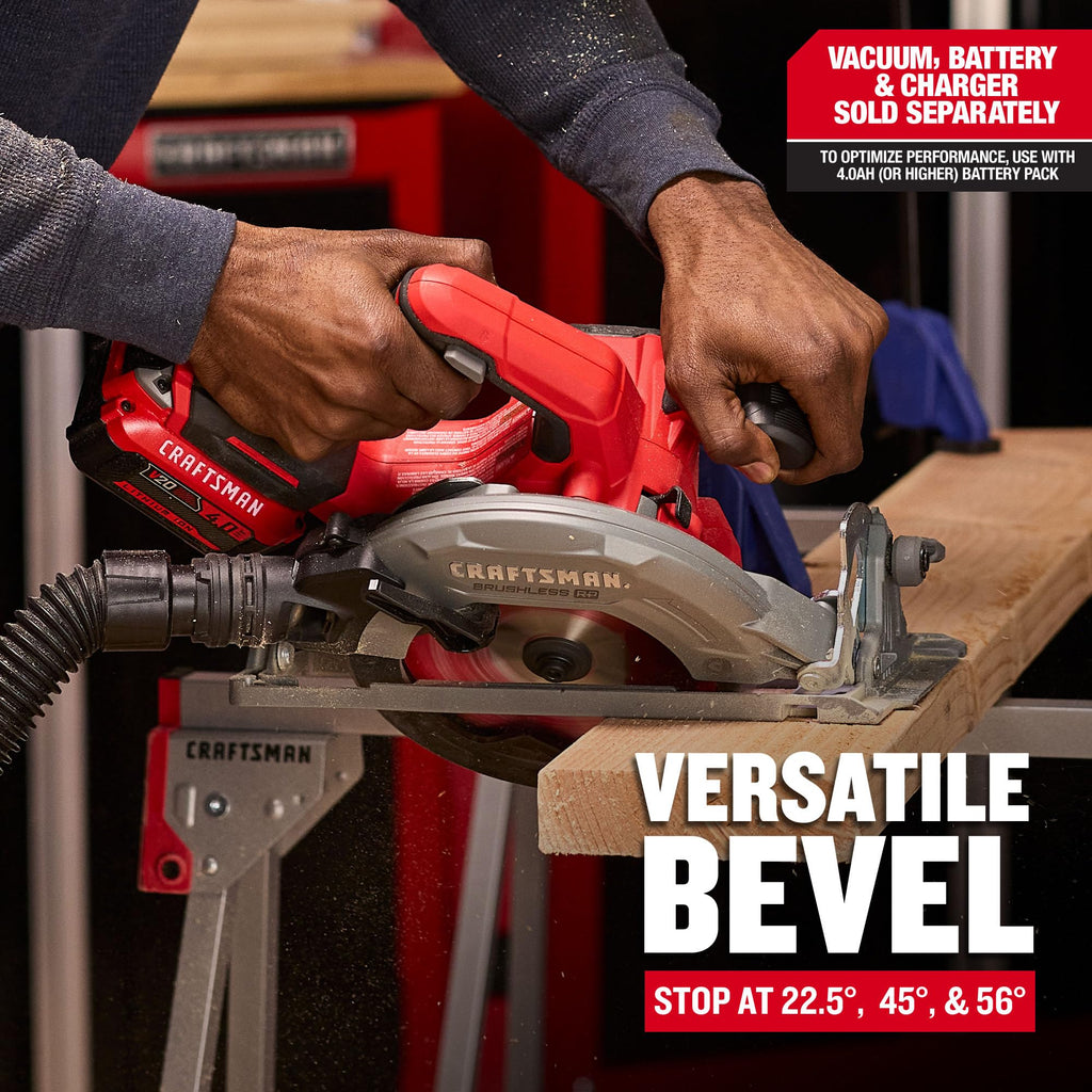 CRAFTSMAN V20 RP Cordless Circular Saw, 7-1/4 inch, Tool Only (CMCS551B)