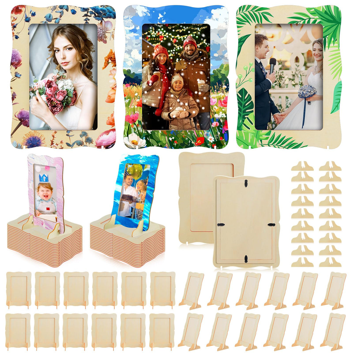 200 Pack DIY Wood Picture Frames for Craft, 4x6In Photos, Rectangle