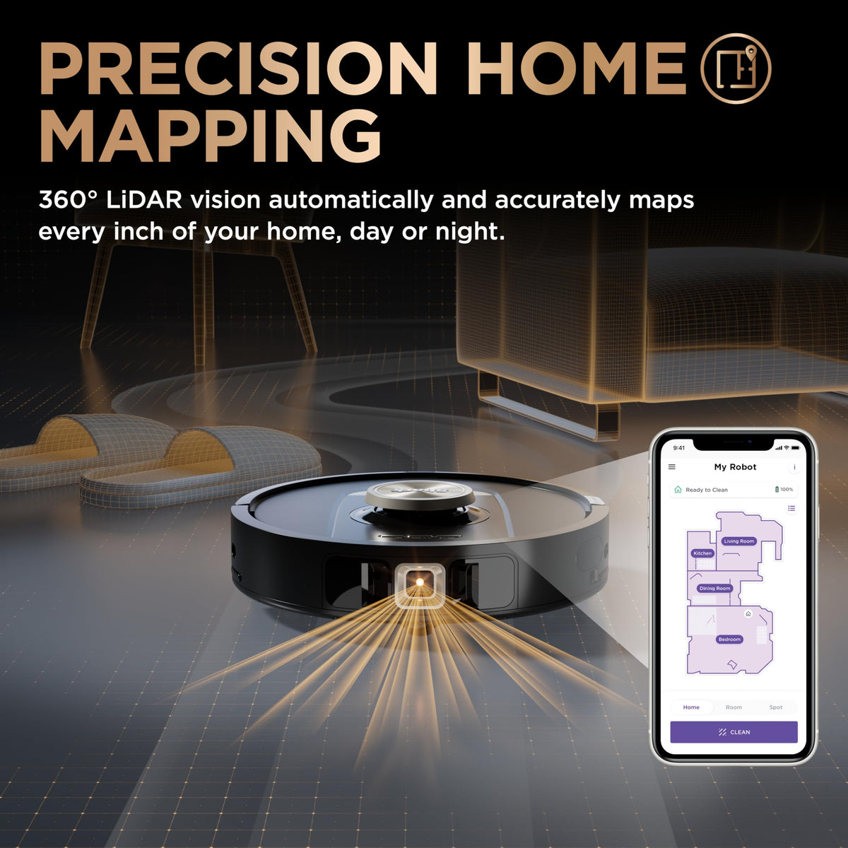 Shark PowerDetect NeverTouch Pro Robot Vacuum & Mop, Black,RV2820ZE