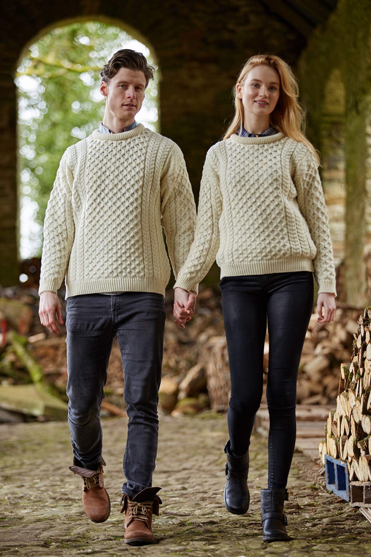 Aran Crafts Irish Unisex Cable Knit Merino Wool Sweater (C1949)