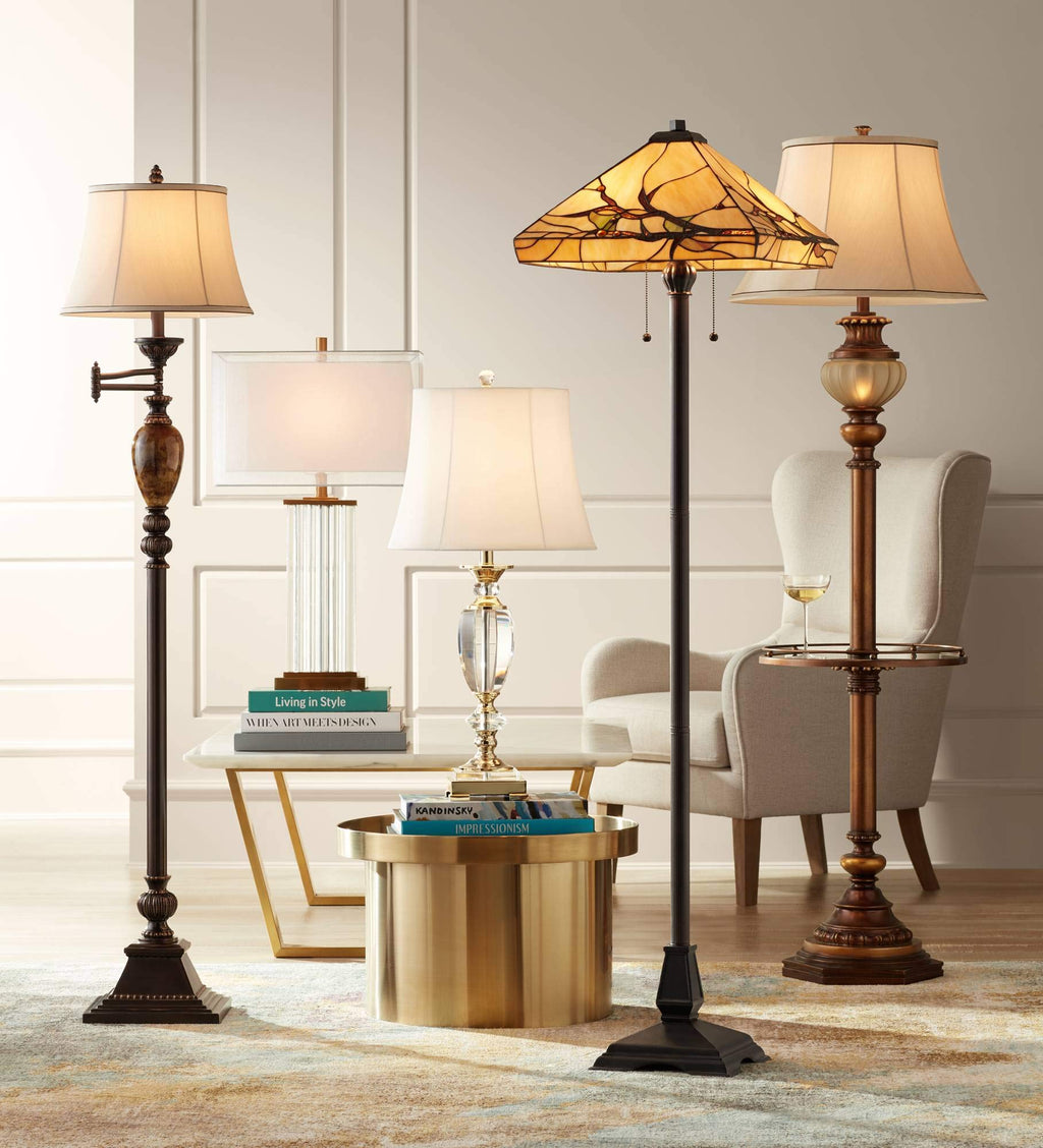 62" Tall Budding Branch Art Glass Floor Lamp Living Room