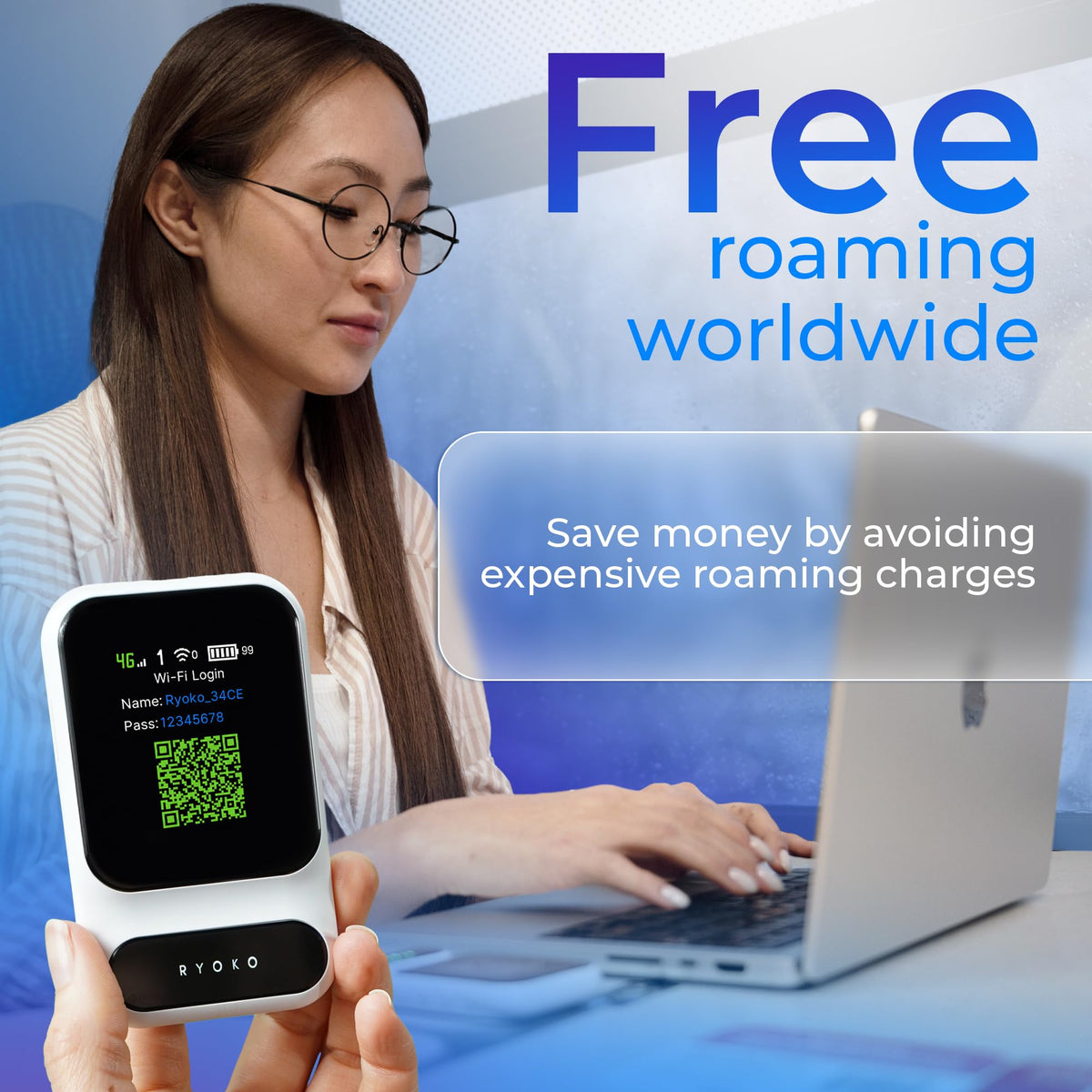 Ryoko Pro Portable WiFi Travel Router, 15GB Free Data