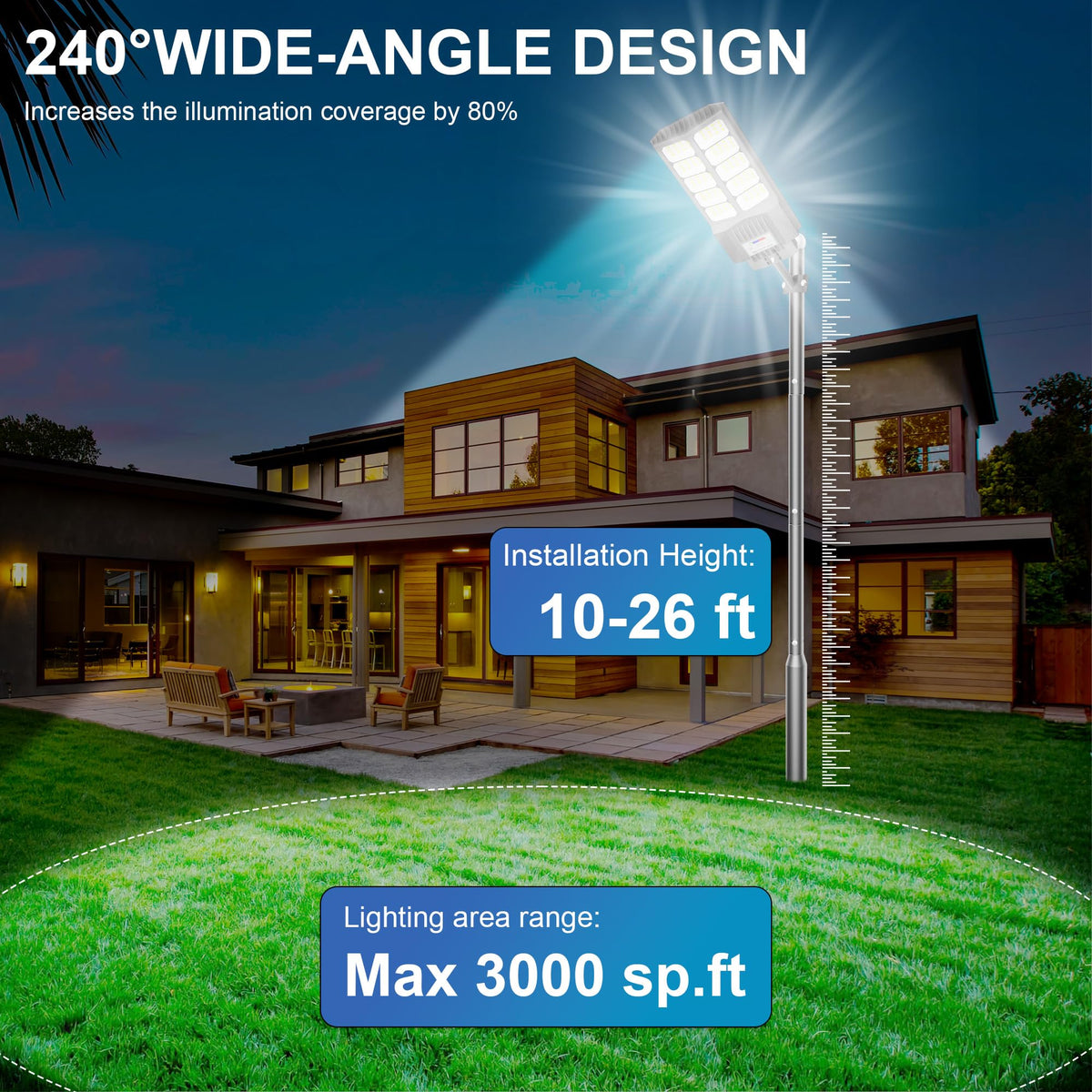 New 6500W Solar Street Lights Outdoor Waterproof - Commercial Outdoor Solar Light, 200pcs High Brightness LEDs, Solar Parking Lot Lights Dusk to Dawn for Yard Garden with Motion Sensor - 4 Pack