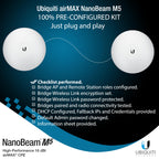Wireless Bridge Ubiquiti NBE-M5-16 PRE-CONFIGURED, Bundle of 2 Ubiquiti NanoBeam M5, Point to Point Outdoor WiFi Bridge, Plugh and Play, 5GHz, 150+Mbps, 15+km Link Range, Network Bridge