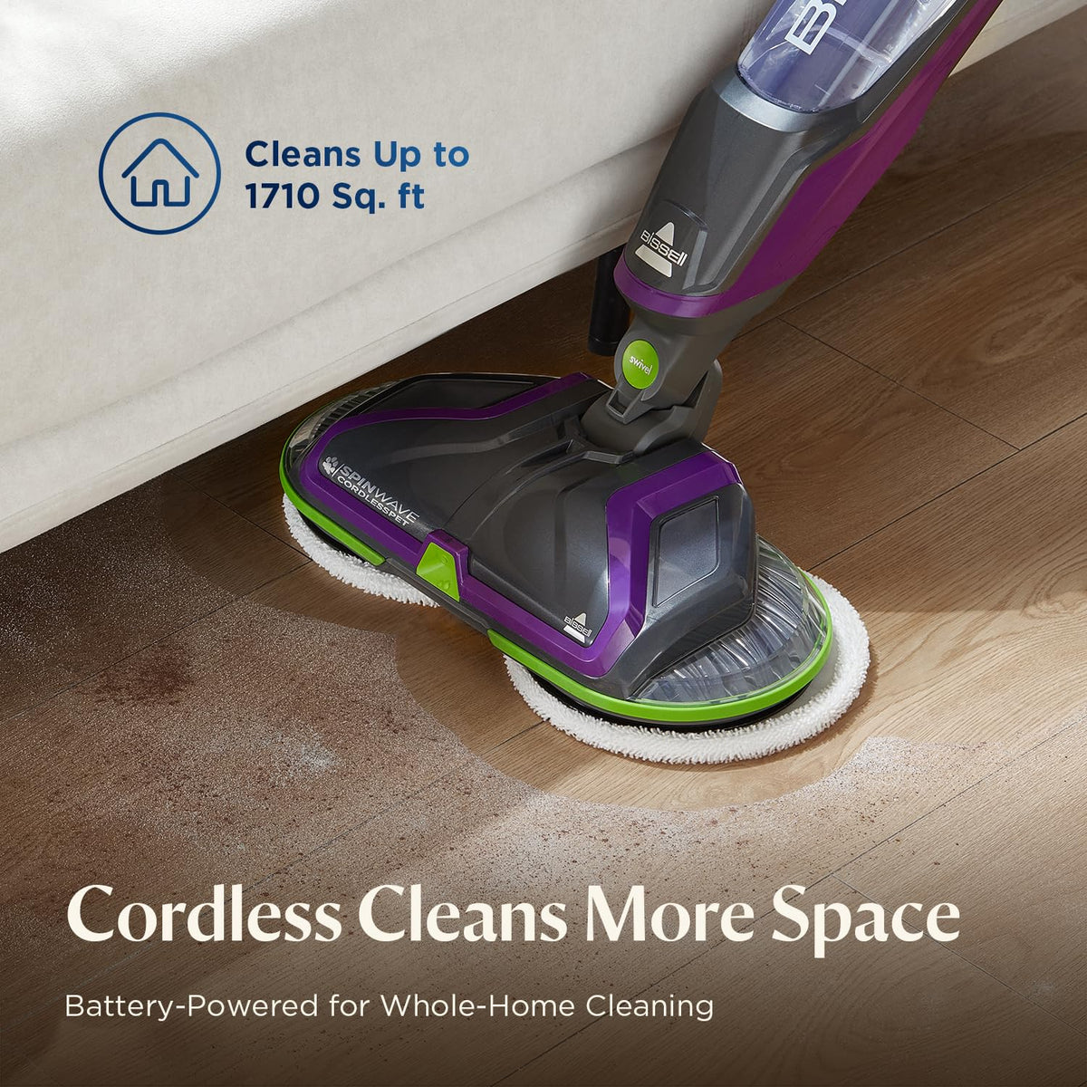 BISSELL Spinwave Cordless Pet Spin Mop, 18V Hard Floor Cleaner, 23157