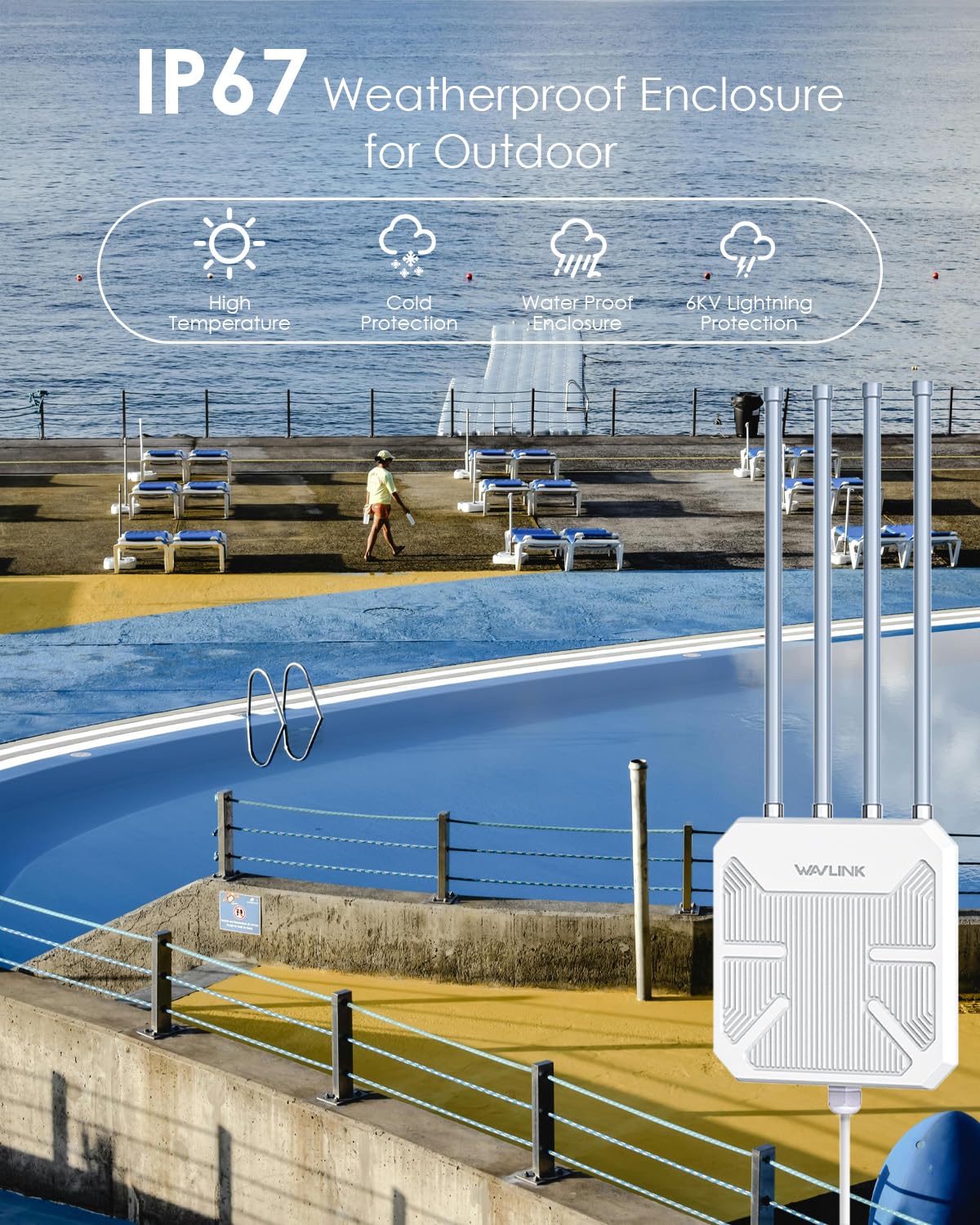WAVLINK 2026 AX3000 Outdoor WiFi 6 Extender Long Range, IP67 Weatherproof