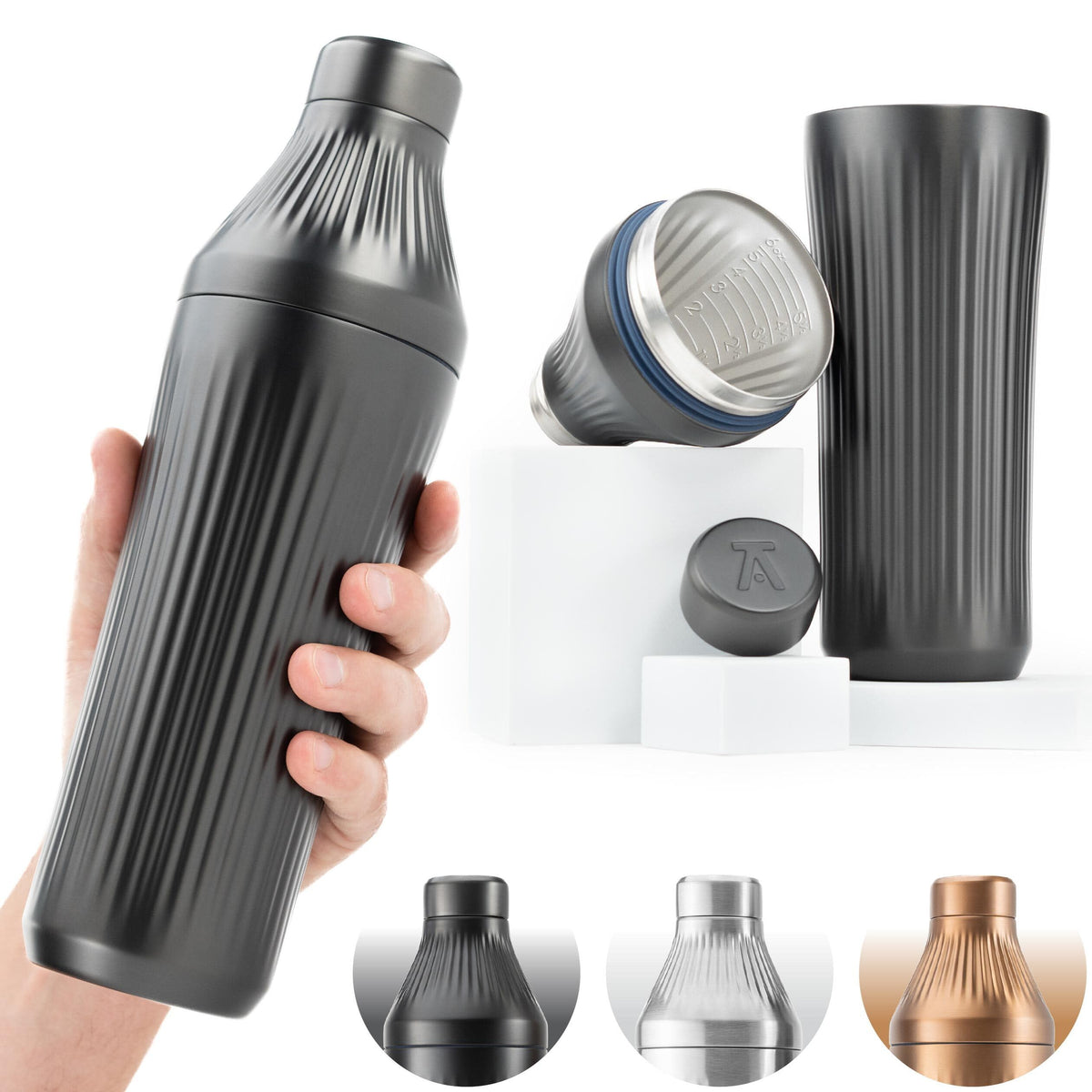 Diamond Edition Hybrid Cocktail Shaker Set, Stainless Steel, 28 oz