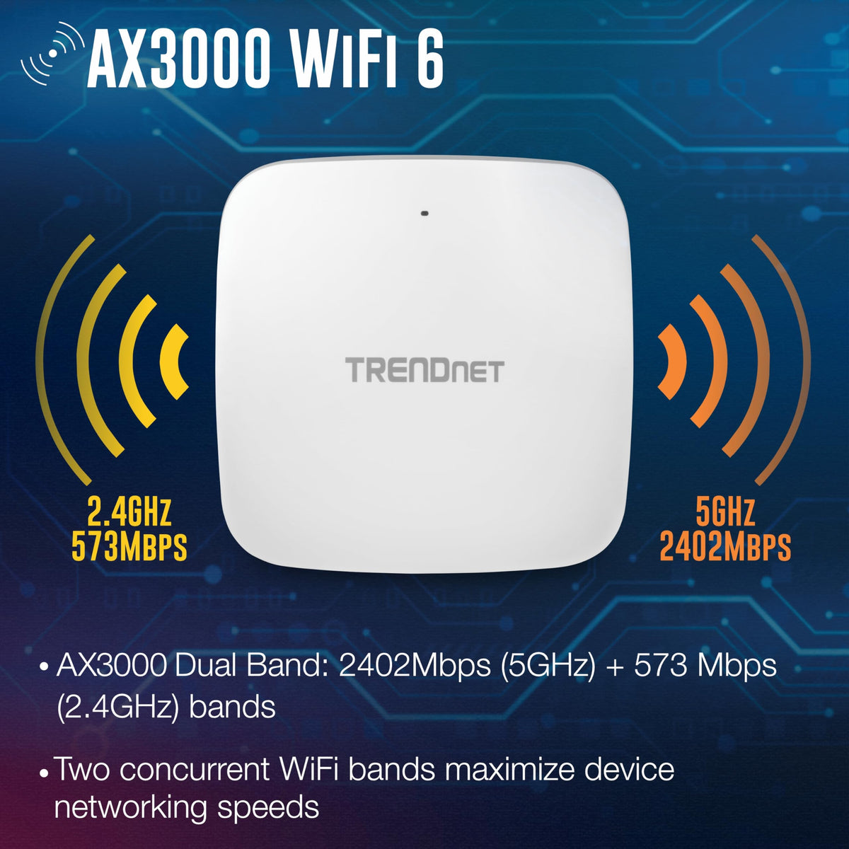TRENDnet AX3000 Dual Band WiFi 6 PoE+ Access Point,TEW-923DAP
