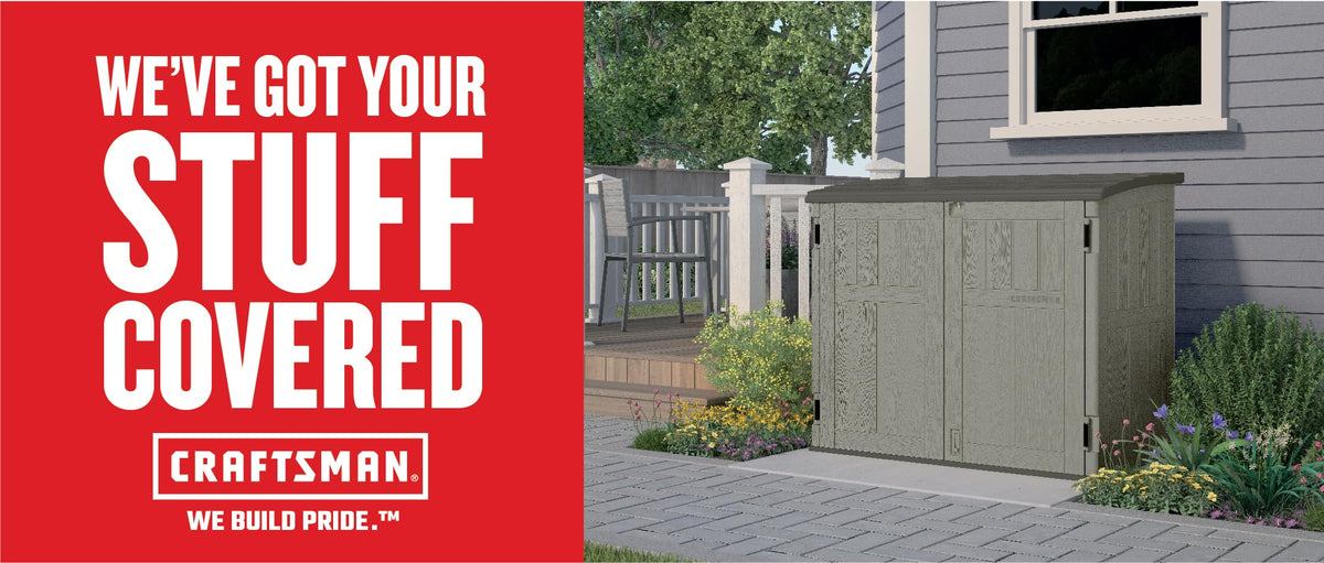 Craftsman 34 Cu Ft Horizontal Shed, Lockable Multi-Wall Resin, Made in USA