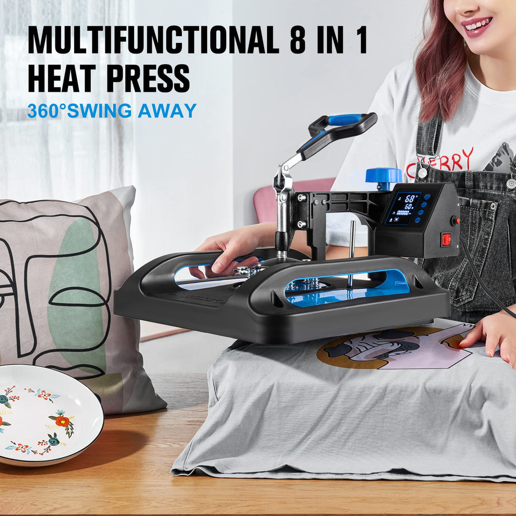 Topdeep Pro Heat Press 15x12 Inch, 5 in 1 Heat Press Machine with 30 OZ Tumbler Press, Swing Away T Shirt Pressing Machine, Combo Tumbler Heat Press Machine Sublimation for T-Shirt Tumblers Hat Cap