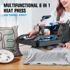 Topdeep Pro Heat Press 15x12 Inch, 5 in 1 Heat Press Machine with 30 OZ Tumbler Press, Swing Away T Shirt Pressing Machine, Combo Tumbler Heat Press Machine Sublimation for T-Shirt Tumblers Hat Cap