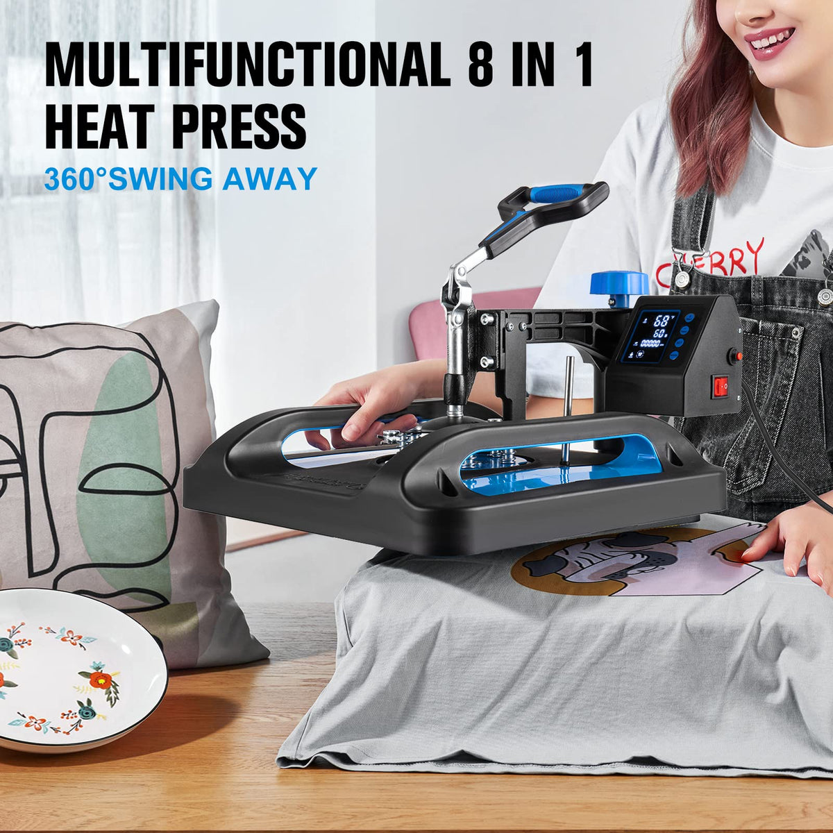 Topdeep Pro Heat Press 15x12 Inch, 5 in 1 Heat Press Machine with 30 OZ Tumbler Press, Swing Away T Shirt Pressing Machine, Combo Tumbler Heat Press Machine Sublimation for T-Shirt Tumblers Hat Cap