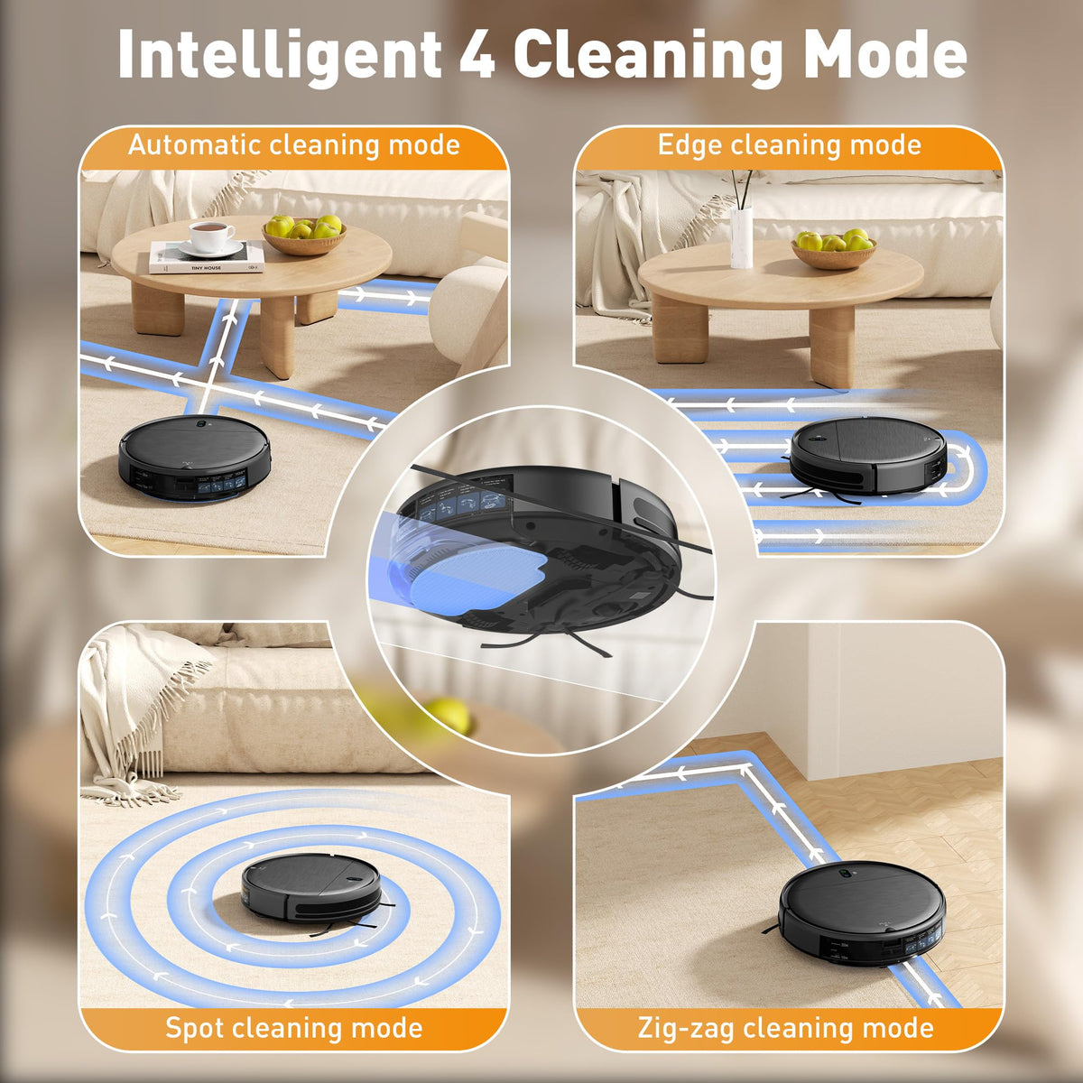 Robotic Vacuum, 2-in-1 Mop Combo, Slim Self-Charging Cleaner with Strong Suction, Scheduled Cleaning Function, APP/Remote & Voice Control, Designed for Pet Hair and All Floor Surfaces