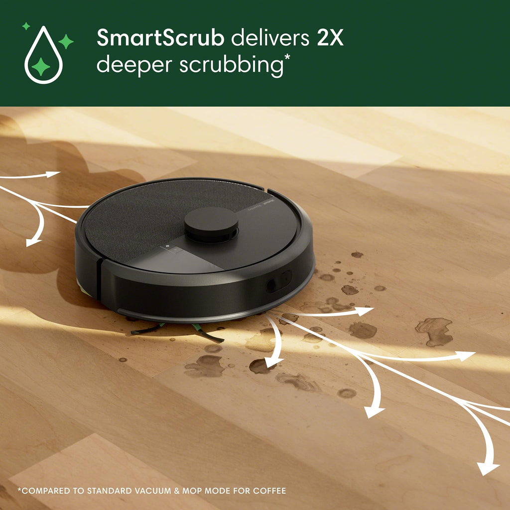 iRobot Roomba 104 2in1 Vacuum & Mop Robot - Self-Empties for 75 Days, Intense Power-Lifting Suction, Vacuums All Floors, Ideal for Pet Hair, LiDAR Smart Navigation Mapping, Mops Hard Floors