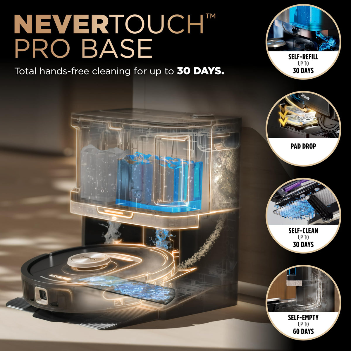 Shark PowerDetect NeverTouch Pro Robot Vacuum & Mop, Black, AV2810ZEBK