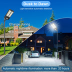 New 6500W Solar Street Lights Outdoor Waterproof - Commercial Outdoor Solar Light, 200pcs High Brightness LEDs, Solar Parking Lot Lights Dusk to Dawn for Yard Garden with Motion Sensor - 4 Pack