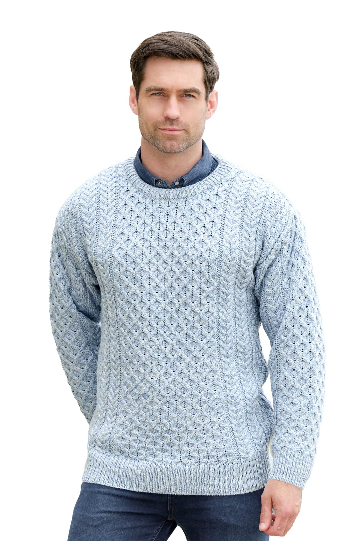Aran Crafts Irish Unisex Cable Knit Merino Wool Sweater (C1949)