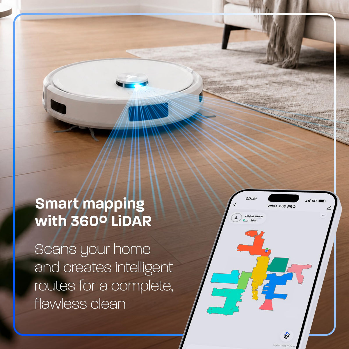 V50 PRO Robot Vacuum and Mop, 10,000Pa Suction, Self-Emptying Base, 360° LiDAR Navigation, Dual Rotating Mops, App/Alexa/Google Control, Ideal for Pet Hair, Carpet & Hard Floors