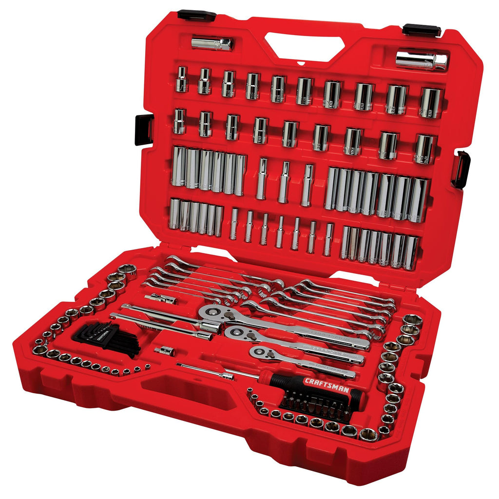 CRAFTSMAN Socket Set, 159 Piece Socket Wrench Set Mechanics Tools 1/4-in., 3/8-in., and 1/2-in(, 6 Point and 12 Point, 90-Tooth (CMMT12125)