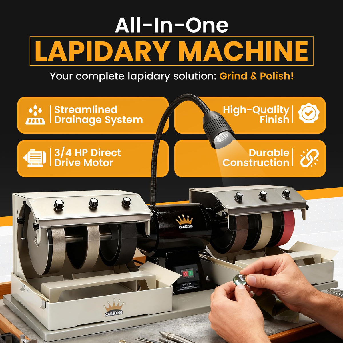 8" Cabbing Machine Lapidary Equipment - Complete Accessories Kit