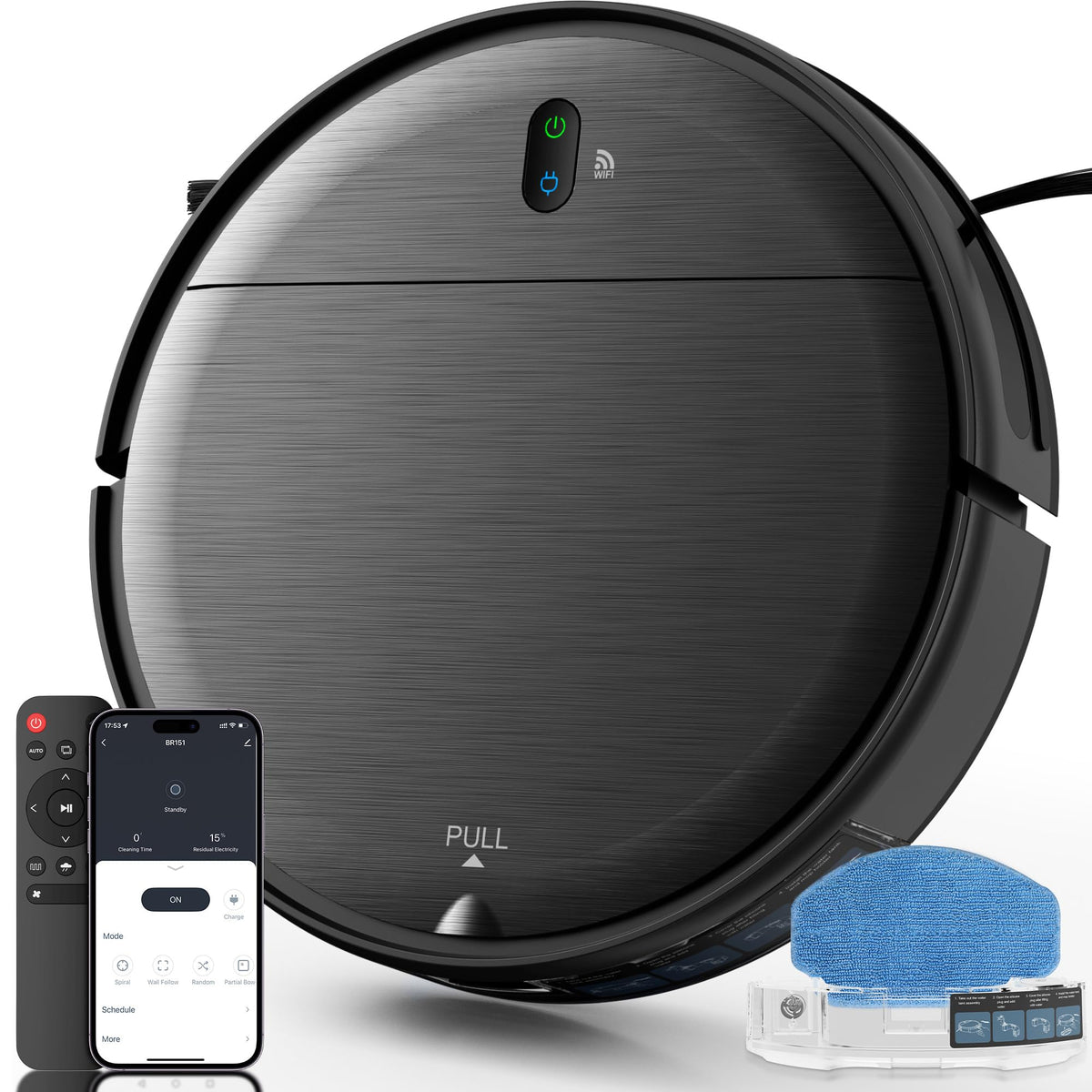 Robotic Vacuum, 2-in-1 Mop Combo, Slim Self-Charging Cleaner with Strong Suction, Scheduled Cleaning Function, APP/Remote & Voice Control, Designed for Pet Hair and All Floor Surfaces