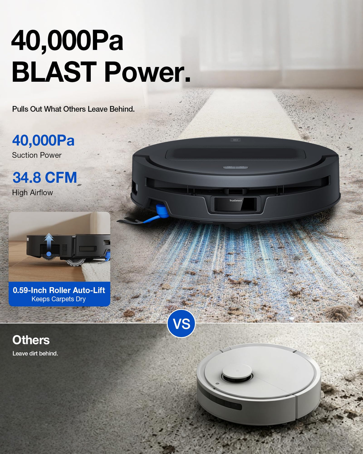 ECOVACS DEEBOT T90 MAX Plus Robot Vacuum with OZMO Roller 3.0, 40000Pa