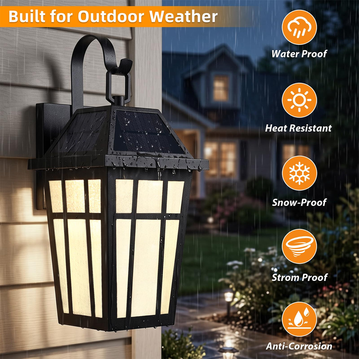 2 Pack Solar Outdoor Wall Lights, 16" Large Motion Sensor Exterior Lighting Fixtures, Dusk to Dawn Black Porch Light Lantern with Buble Glass, Waterproof Modern Outside Light for House Patio Garage
