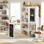 Small Folding Desk with Outlets, Fold-Out Murphy Desk Craft Table