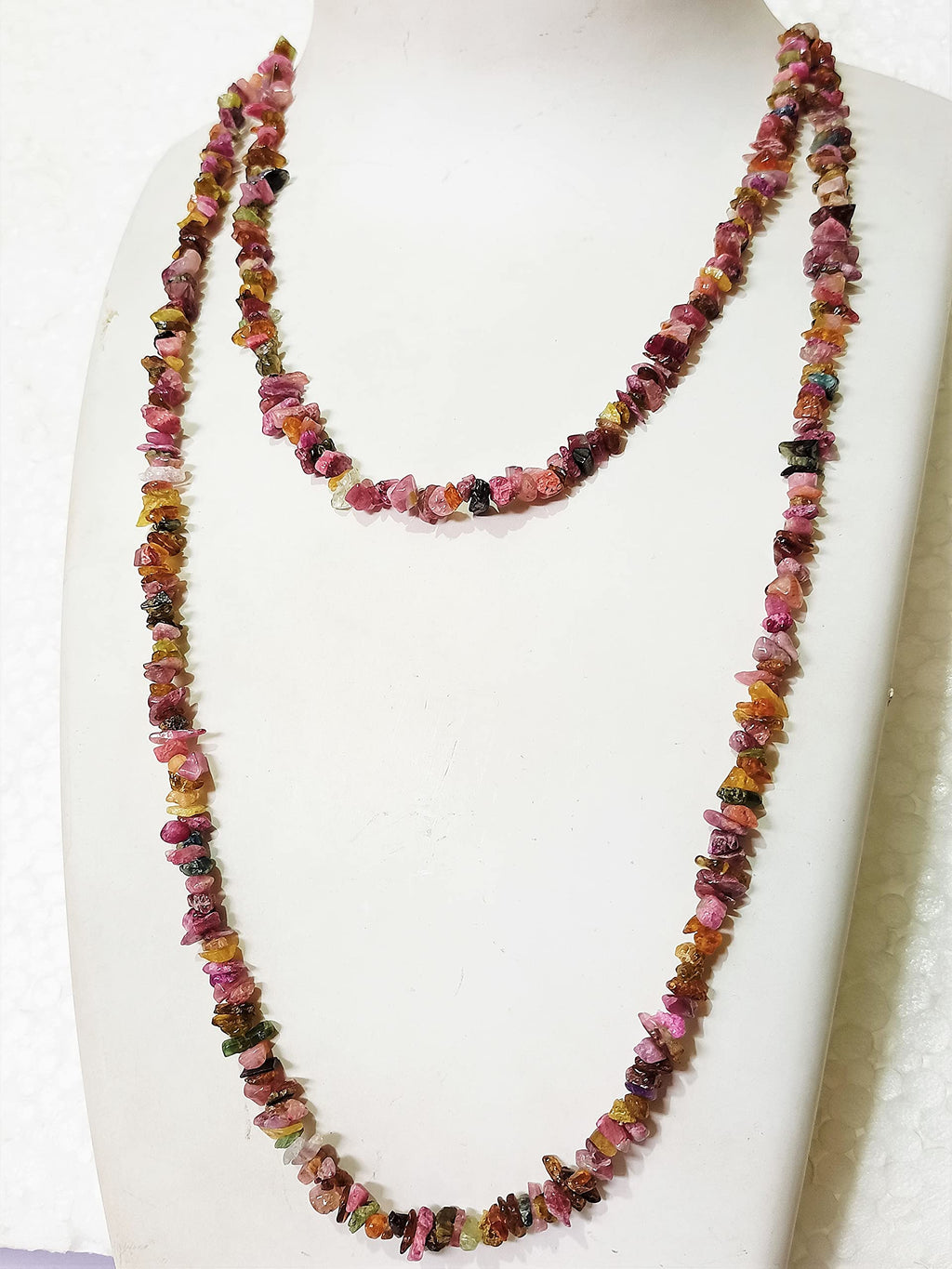 34" Natural Multi-Color Tourmaline Chip Beads Strand -Pack of 15, Gravel Uncut/ Freeform Shape, 150 Ct, Nuggets for Beading- Jewelry Making, Art & Craft, Wholesale
