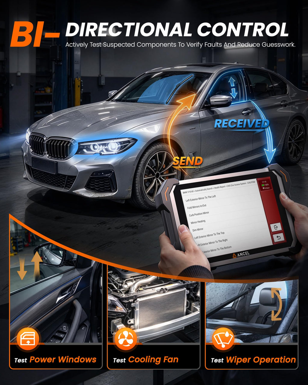 ANCEL DS600BT Bidirectional Scan Tool with Full-System OBD2 Scanner, ECU Coding, 34+ Reset Functions, Bluetooth VCI, FCA/SGW CAN FD, DoIP and Lifetime Free Updates