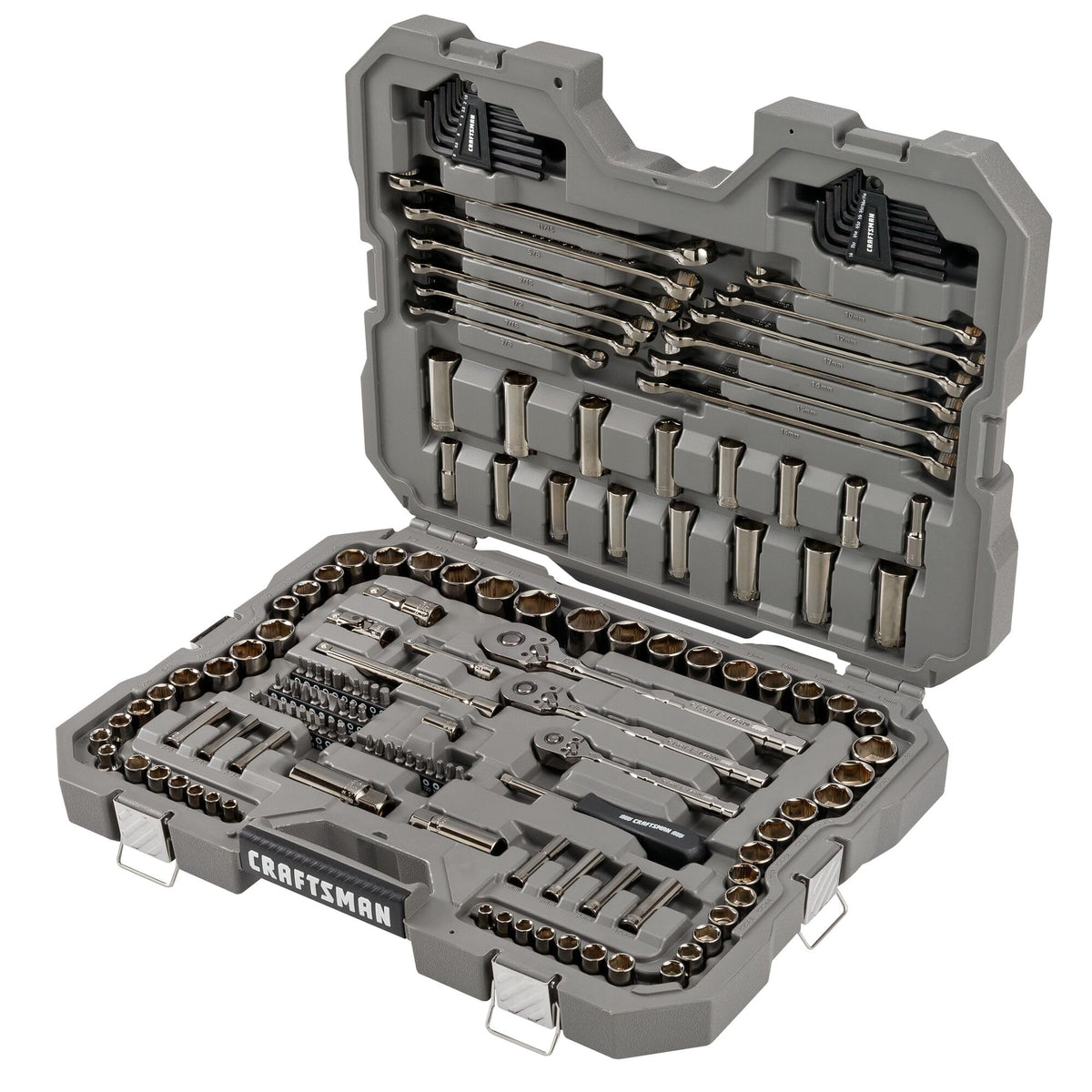 CRAFTSMAN OVERDRIVE 154-Piece Gunmetal Chrome Mechanics Tool Set, Standard SAE/Metric Socket Set, with Hard Case (CMMT99154L)