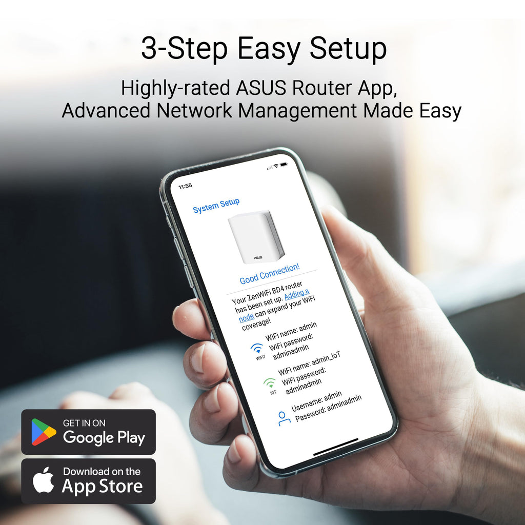 ASUS ZenWiFi BD4 WiFi 7 Mesh Router - 6,500 sq. ft., 3.6 Gbps (3 Pack)