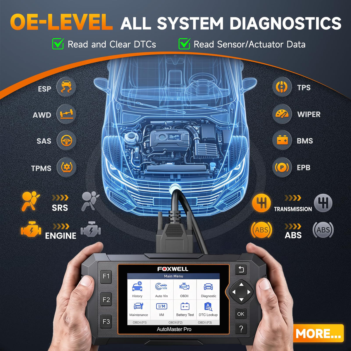 2026 FOXWELL NT624 Elite OBD2 Scanner Upgraded from NT614 Elite & NT604 Elite Code Reader, All-System OBD2 Scan Tool, 8 Advanced Reset Functions, AutoVIN, Live Data, Lifetime WiFi Free Updates