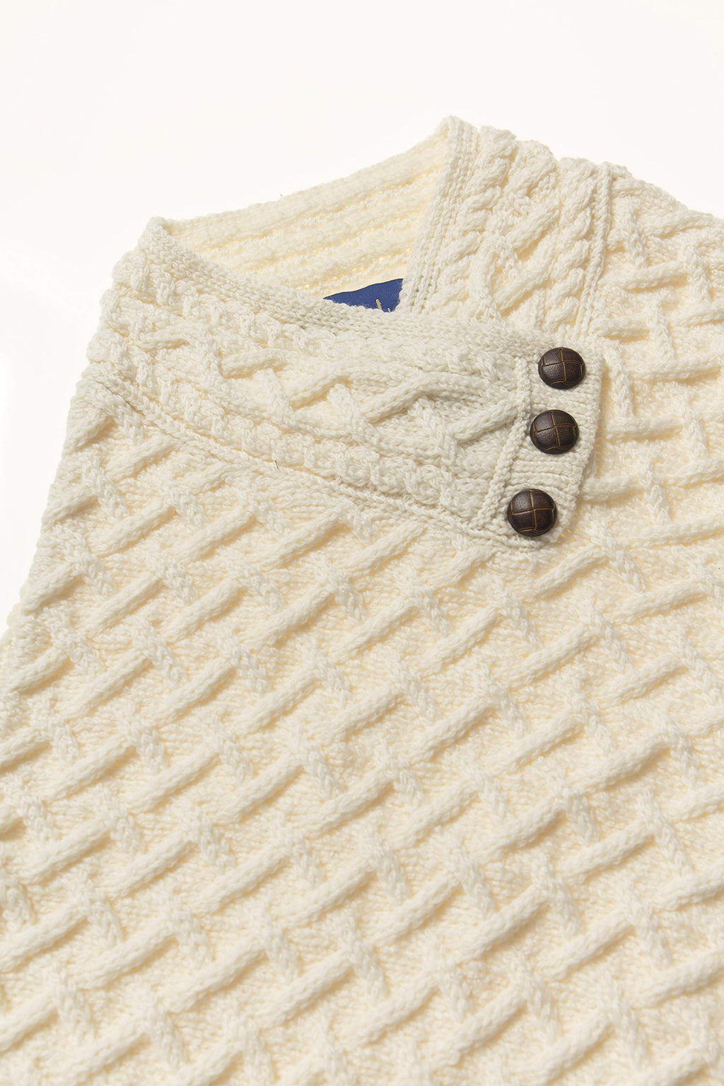 Aran Crafts Women's Cable Knit Nua Button Poncho (100% Super Soft Merino Wool)