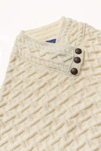Aran Crafts Women's Cable Knit Nua Button Poncho (100% Super Soft Merino Wool)