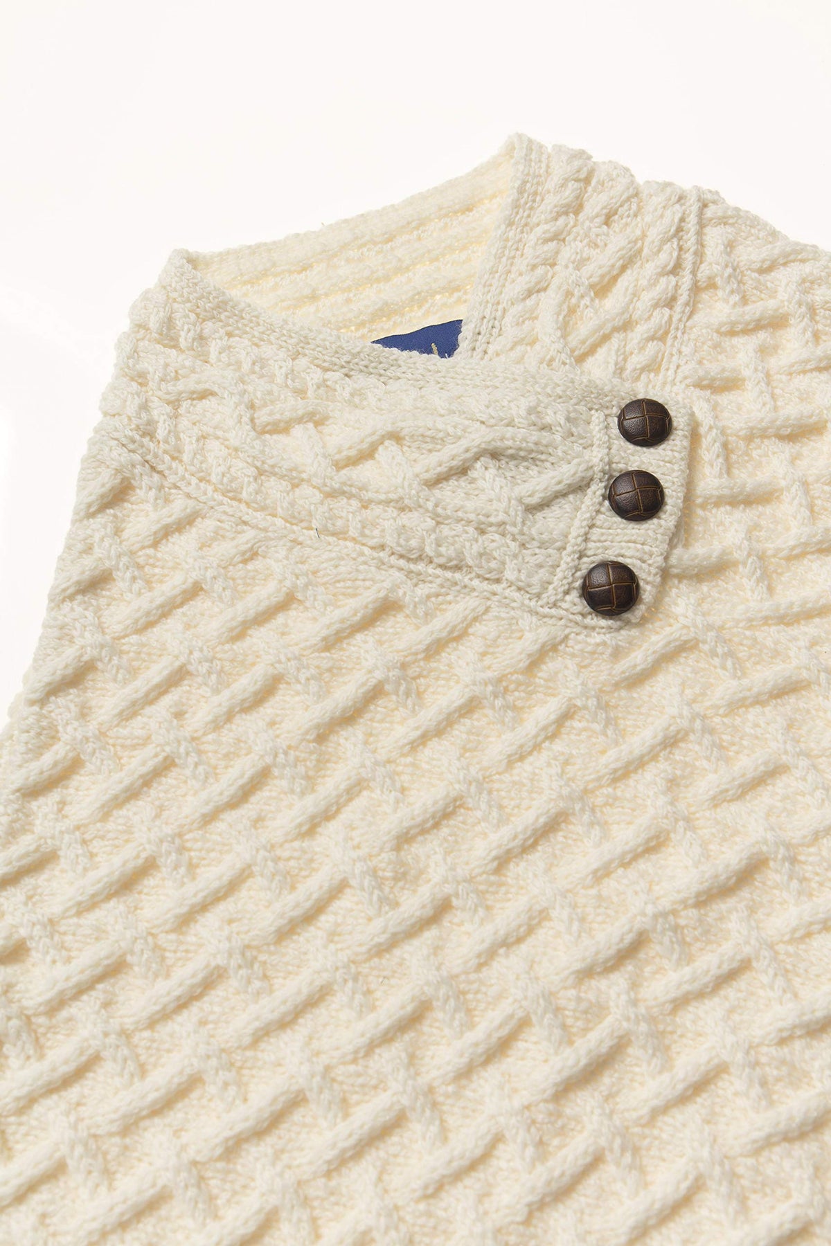 Aran Crafts Women's Cable Knit Nua Button Poncho (100% Super Soft Merino Wool)