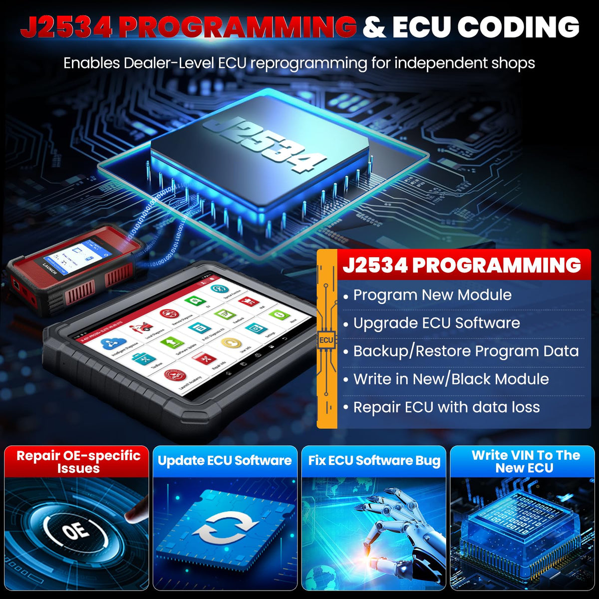 LAUNCH X431 PRO3S+ Elite SmartlinkC V2 Bidirectional Scanner J2534 Protocol