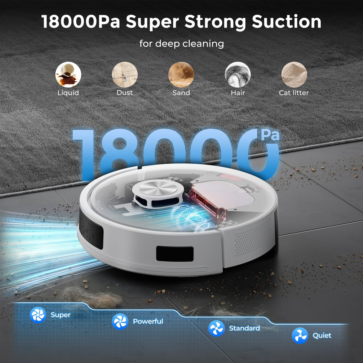 iMartine Robot Vacuum and Mop 18000Pa, Bagless, Smart Mapping, Red